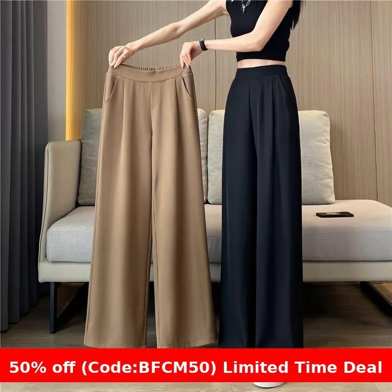 Amozae business casual outfits Suit Wide-Leg Women's Summer Thin New High Waist Draping Pants Women's Loose Slimming Casual Straight Pants Fashion Batch