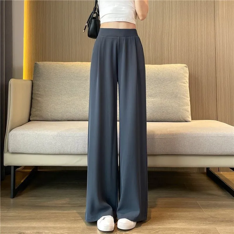 Amozae business casual outfits Suit Wide-Leg Women's Summer Thin New High Waist Draping Pants Women's Loose Slimming Casual Straight Pants Fashion Batch