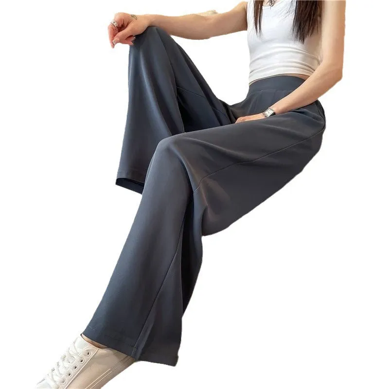 Amozae business casual outfits Suit Wide-Leg Women's Summer Thin New High Waist Draping Pants Women's Loose Slimming Casual Straight Pants Fashion Batch