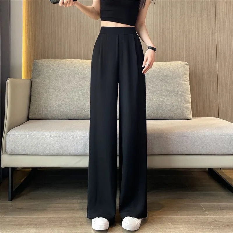 Amozae business casual outfits Suit Wide-Leg Women's Summer Thin New High Waist Draping Pants Women's Loose Slimming Casual Straight Pants Fashion Batch