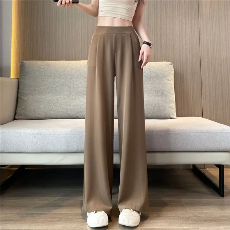 Amozae business casual outfits Suit Wide-Leg Women's Summer Thin New High Waist Draping Pants Women's Loose Slimming Casual Straight Pants Fashion Batch