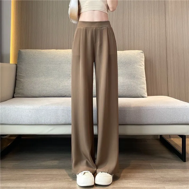 Amozae business casual outfits Suit Wide-Leg Women's Summer Thin New High Waist Draping Pants Women's Loose Slimming Casual Straight Pants Fashion Batch