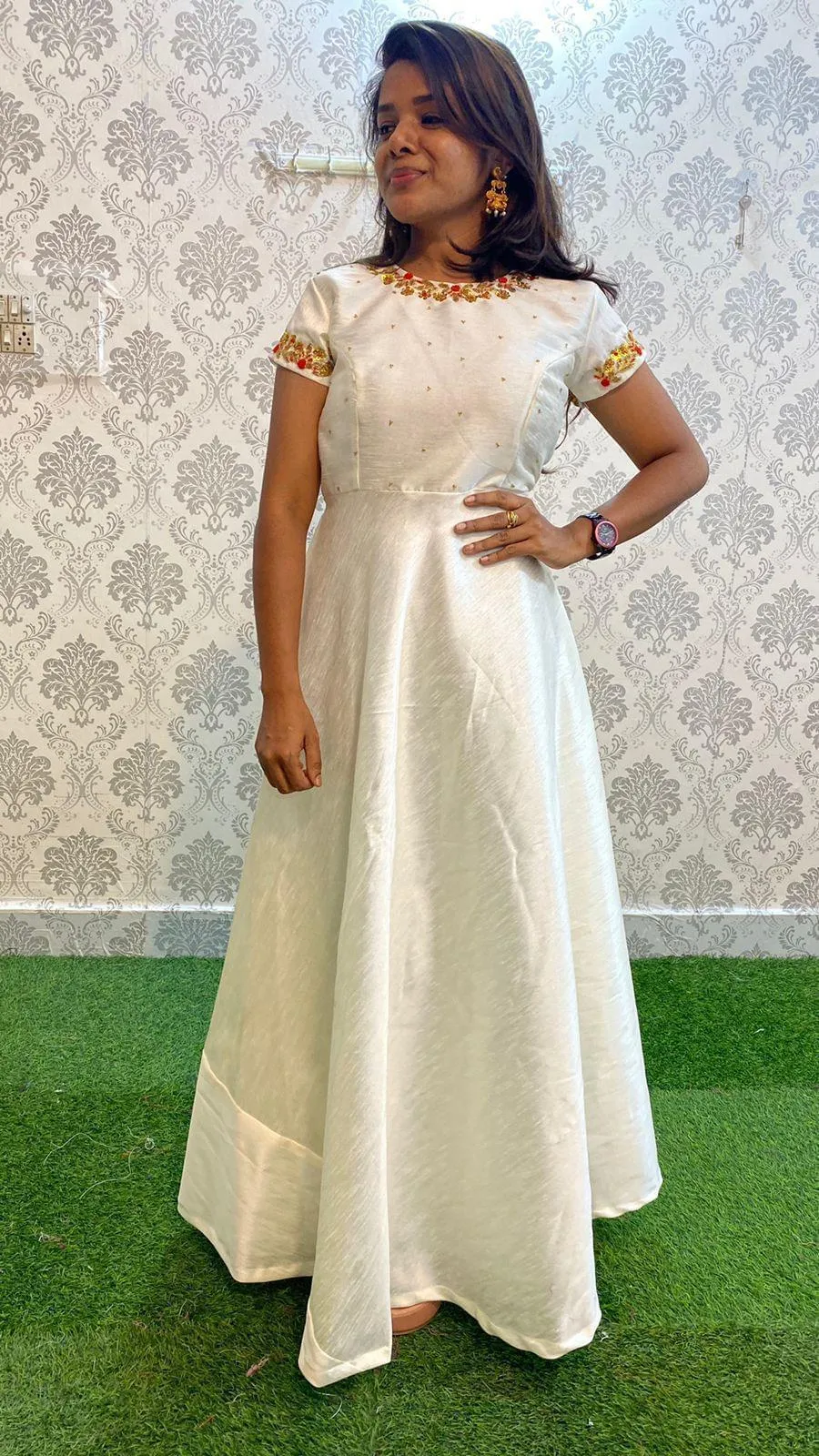 Beautiful latest design white party wear salwar for women