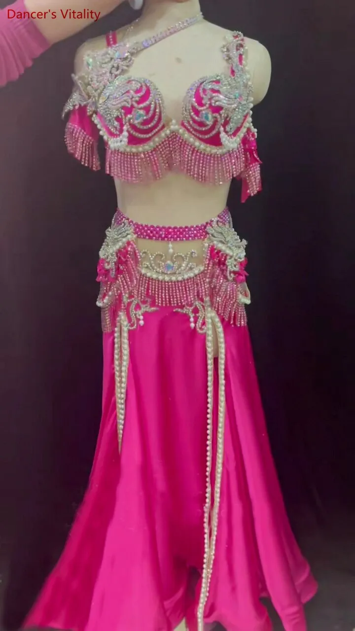 Belly Dance Performance Costume Suit for Women Exotic Dancewear Bra split Long Skirt 2pcs Oriental Belly Dancing Stage Wear