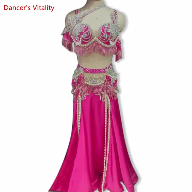 Belly Dance Performance Costume Suit for Women Exotic Dancewear Bra split Long Skirt 2pcs Oriental Belly Dancing Stage Wear