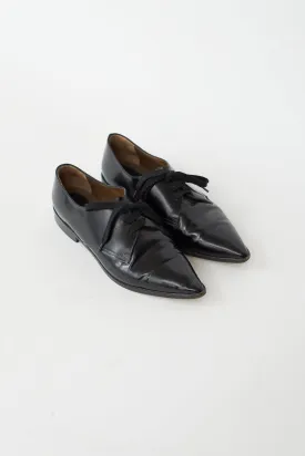 Black Leather Pointed Toe Oxford