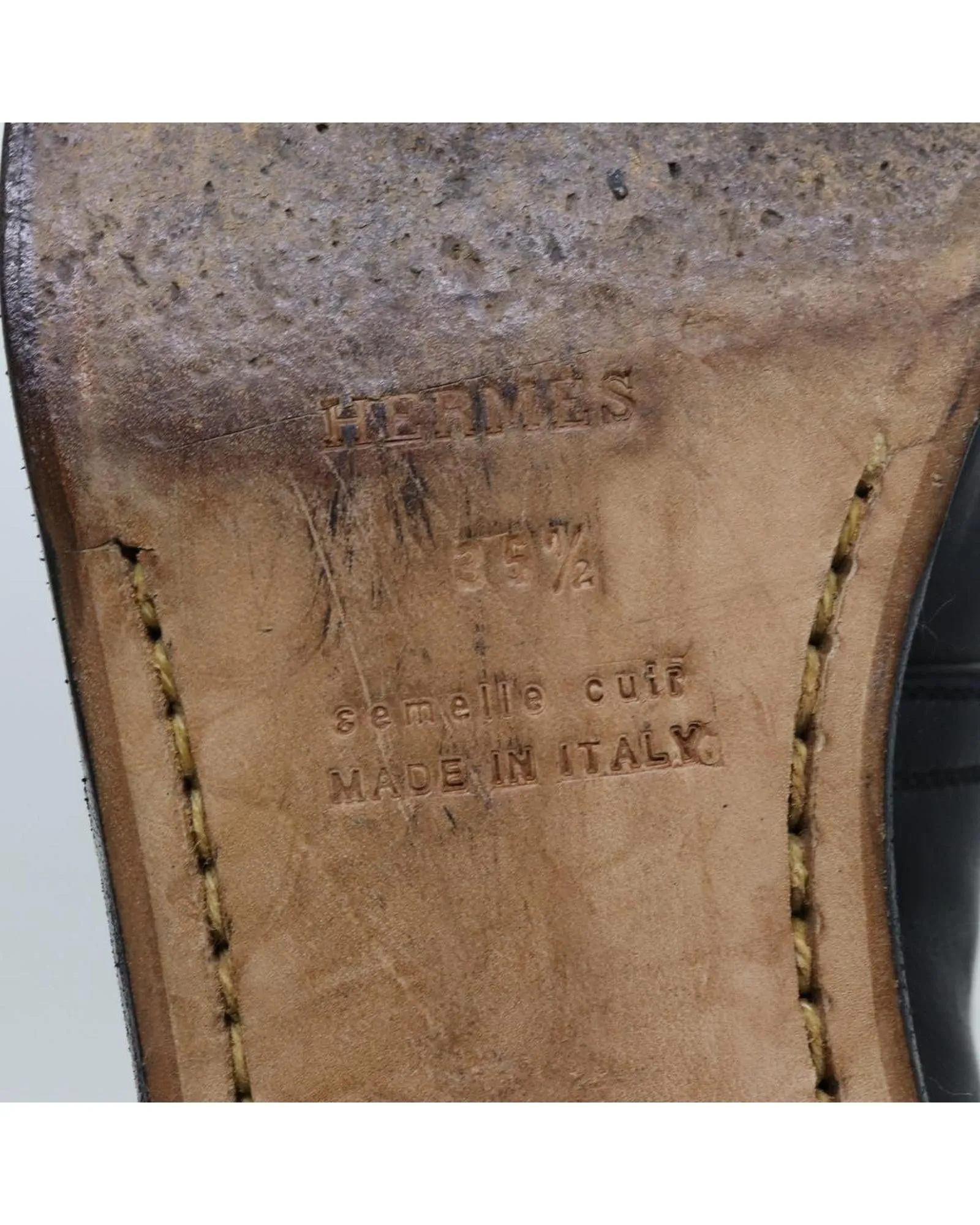 Black Leather Shoes by HERMES