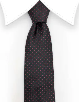 Black Skinny Tie with Red Pin Dots