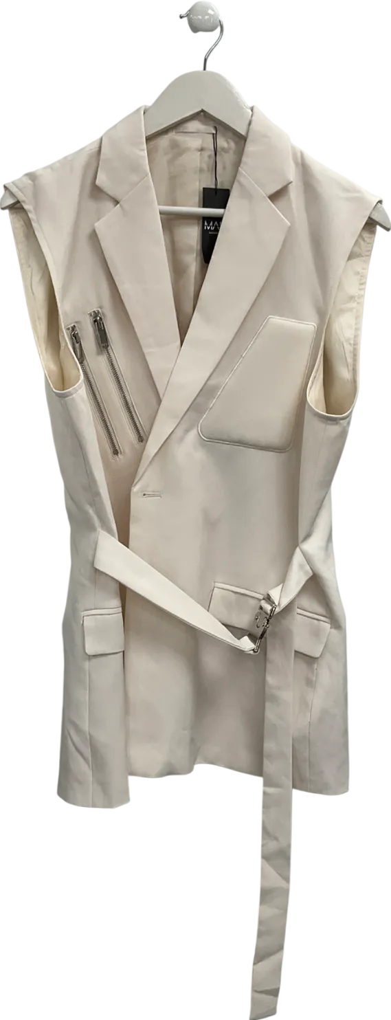 boohooMan Cream Single Breasted Sleeveless Suit Jacket UK 40C