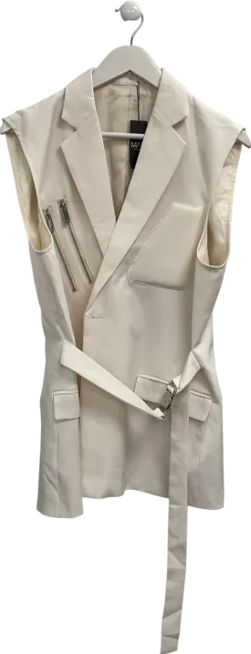 boohooMan Cream Single Breasted Sleeveless Suit Jacket UK 40C