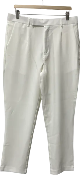 boohooMan White Tapered Plain Suit Trousers W34