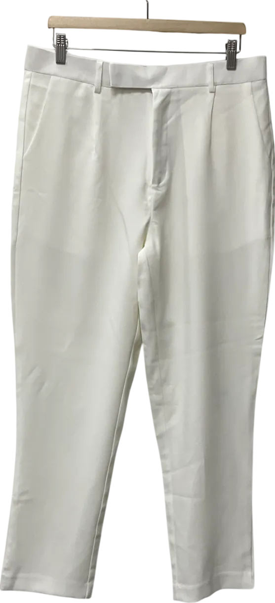 boohooMan White Tapered Plain Suit Trousers W34