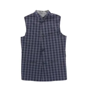 Boys gray and blue check waistcoat