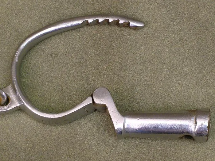 British Derby Police Handcuff Set with Key: Original Victorian Era (Fully Functioning)