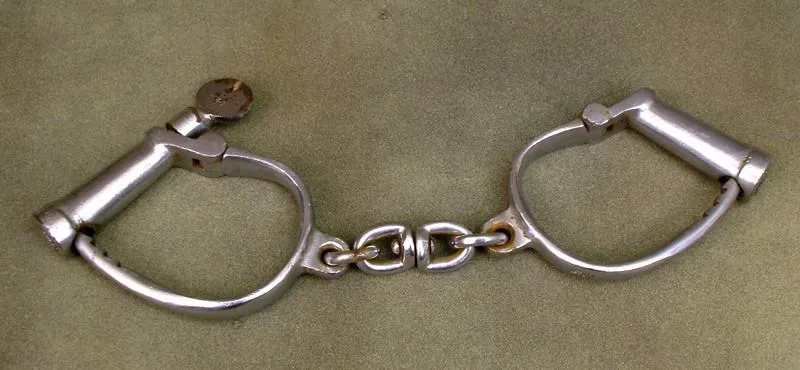 British Derby Police Handcuff Set with Key: Original Victorian Era (Fully Functioning)