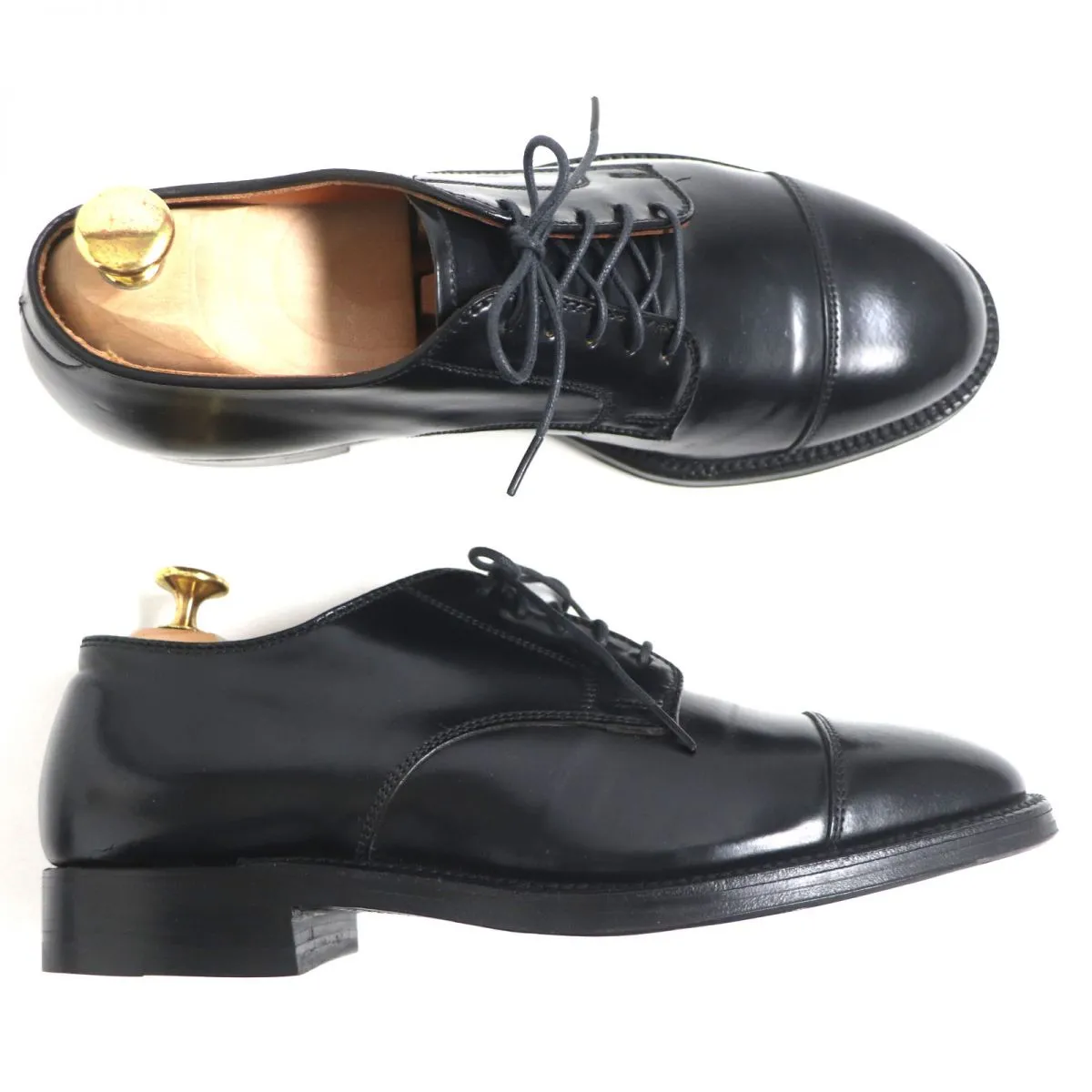 Brooks Brothers x Alden 00061 Leather Shoes, Black, 7D, Men's