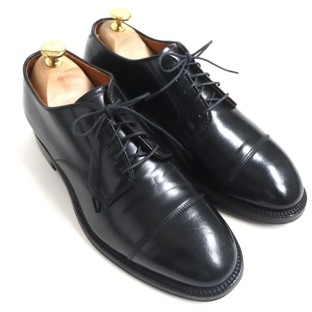 Brooks Brothers x Alden 00061 Leather Shoes, Black, 7D, Men's