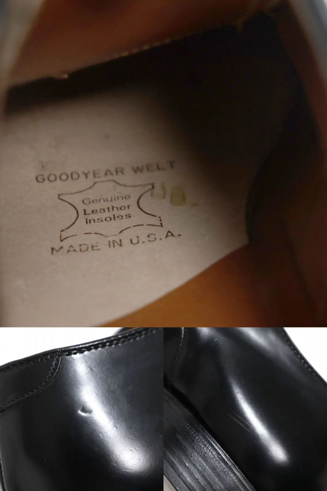 Brooks Brothers x Alden 00061 Leather Shoes, Black, 7D, Men's