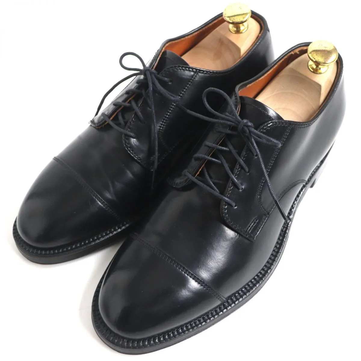 Brooks Brothers x Alden 00061 Leather Shoes, Black, 7D, Men's