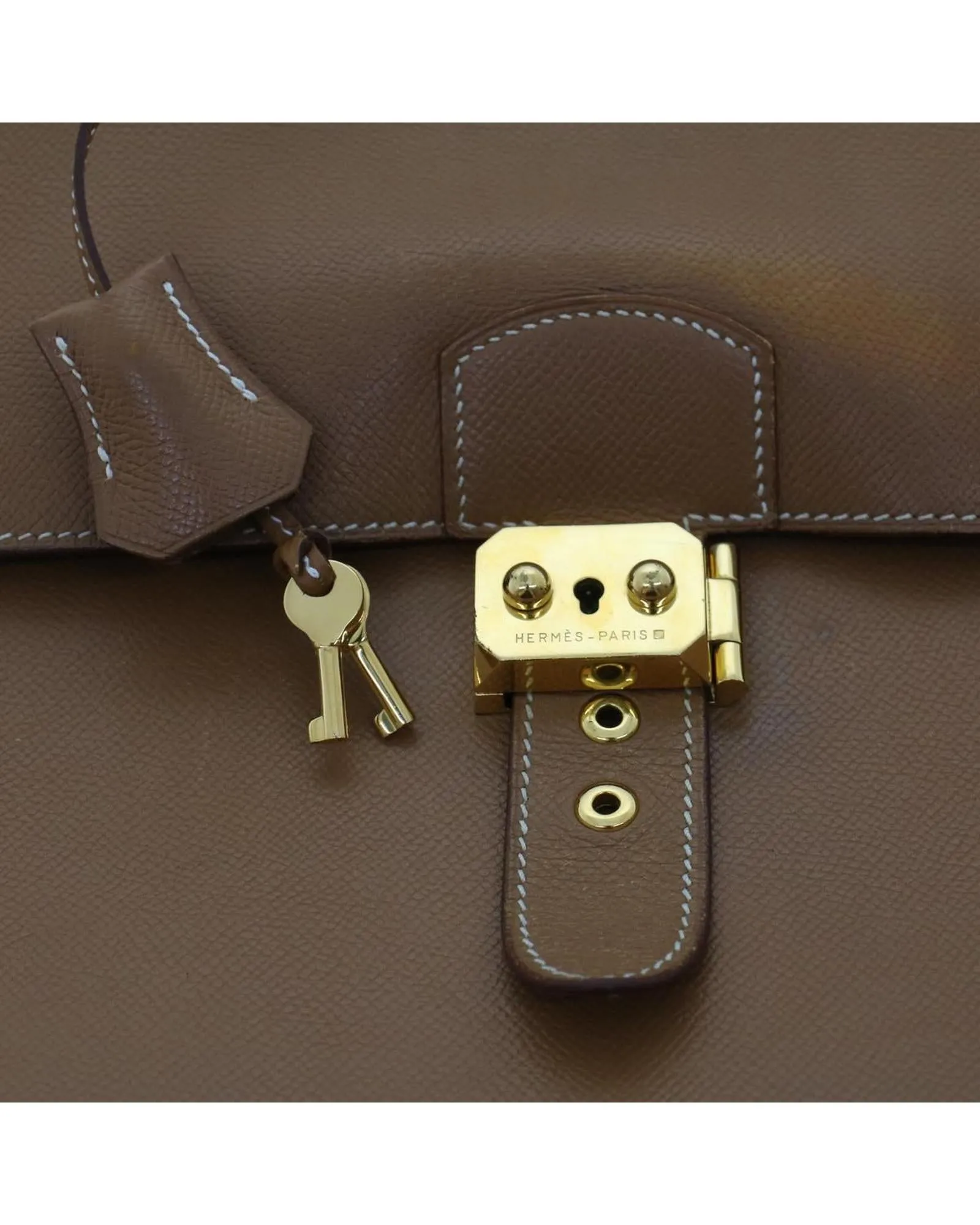Brown Leather Business Bag with Key Accessory