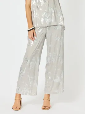 Champagne Foil Wide Leg Pant - Champagne