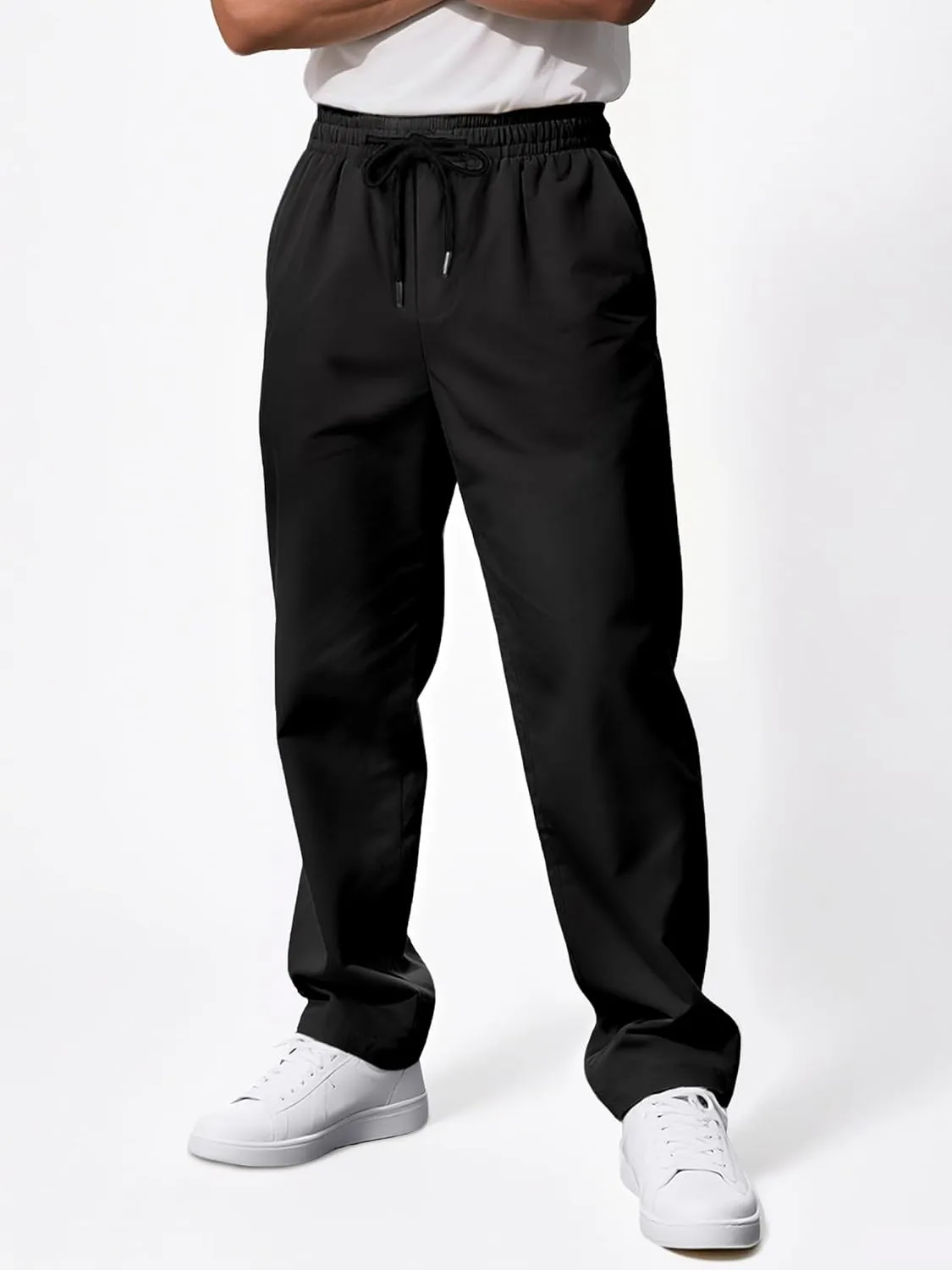 Comdecevis Mens Casual Pants Drawstring Joggers Sweatpants with Pockets Loose Fit Cargo Pants
