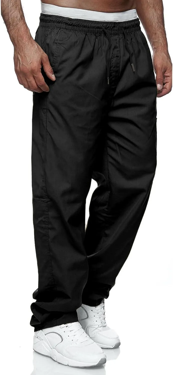 Comdecevis Mens Casual Pants Drawstring Joggers Sweatpants with Pockets Loose Fit Cargo Pants