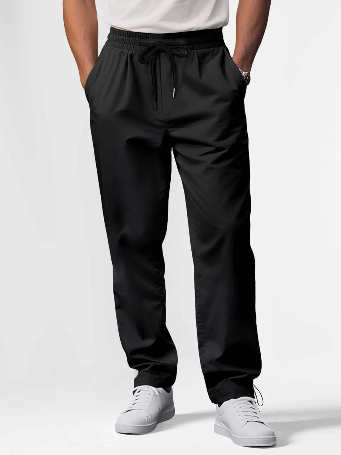 Comdecevis Mens Casual Pants Drawstring Joggers Sweatpants with Pockets Loose Fit Cargo Pants