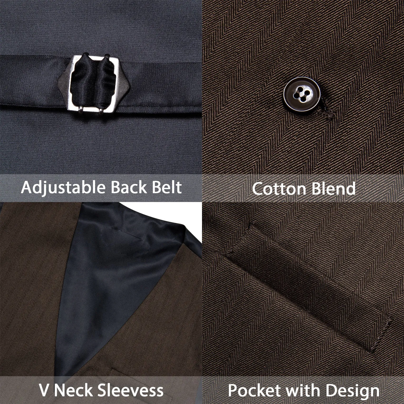 Deep Brown Solid Jacquard Men's Single Vest