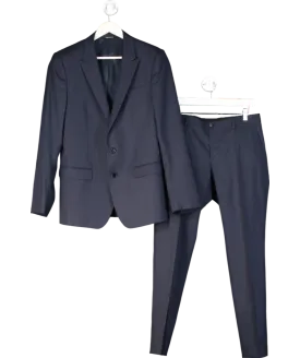 Dolce & Gabbana Blue Wool Silk Two Piece Formal Suit UK M