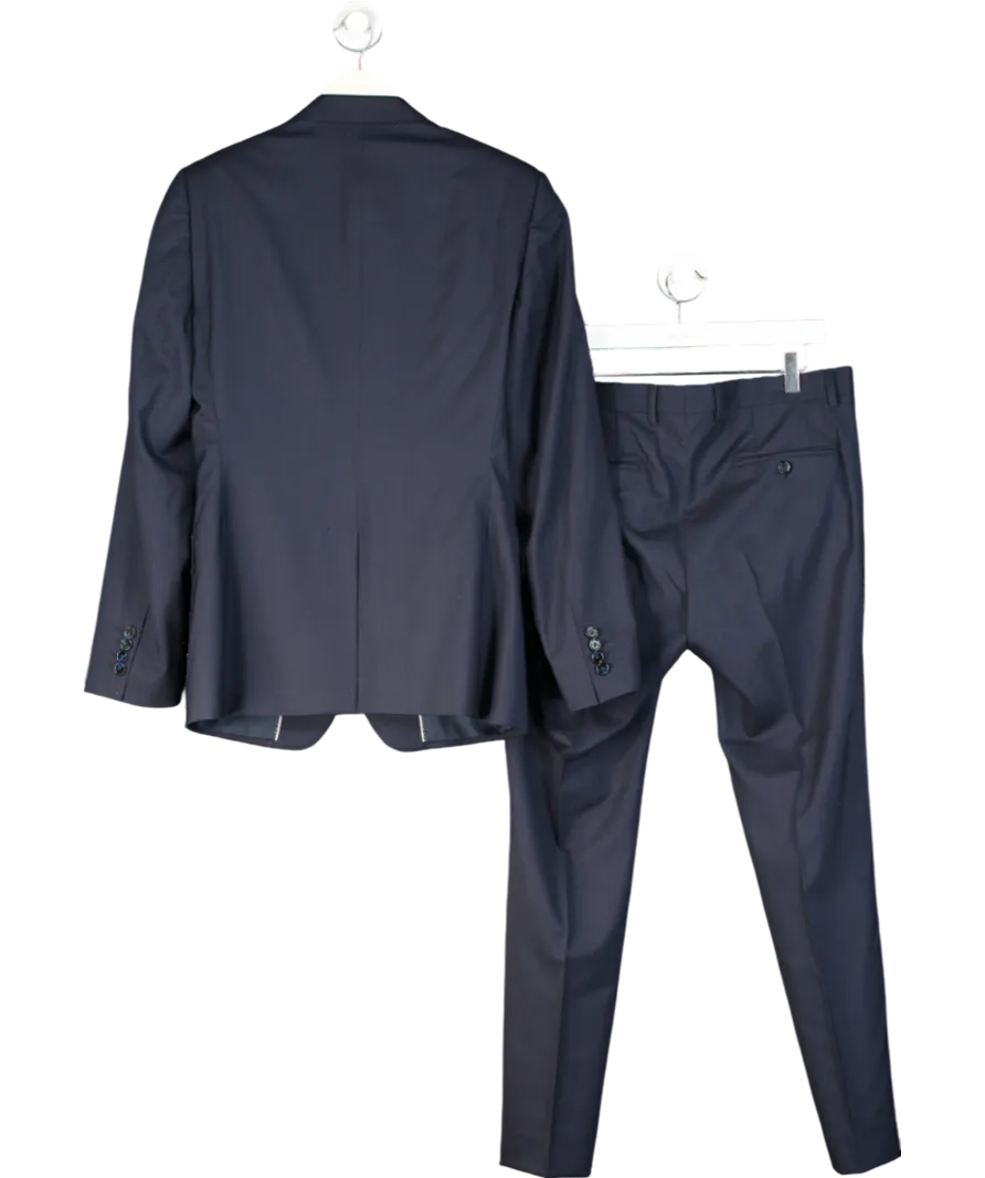 Dolce & Gabbana Blue Wool Silk Two Piece Formal Suit UK M