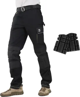 Ellobird Men's Cargo Construction Flex Work Pant for Men Double Knee Reinforcement Stretch Elastic Waistband Tactical Pants