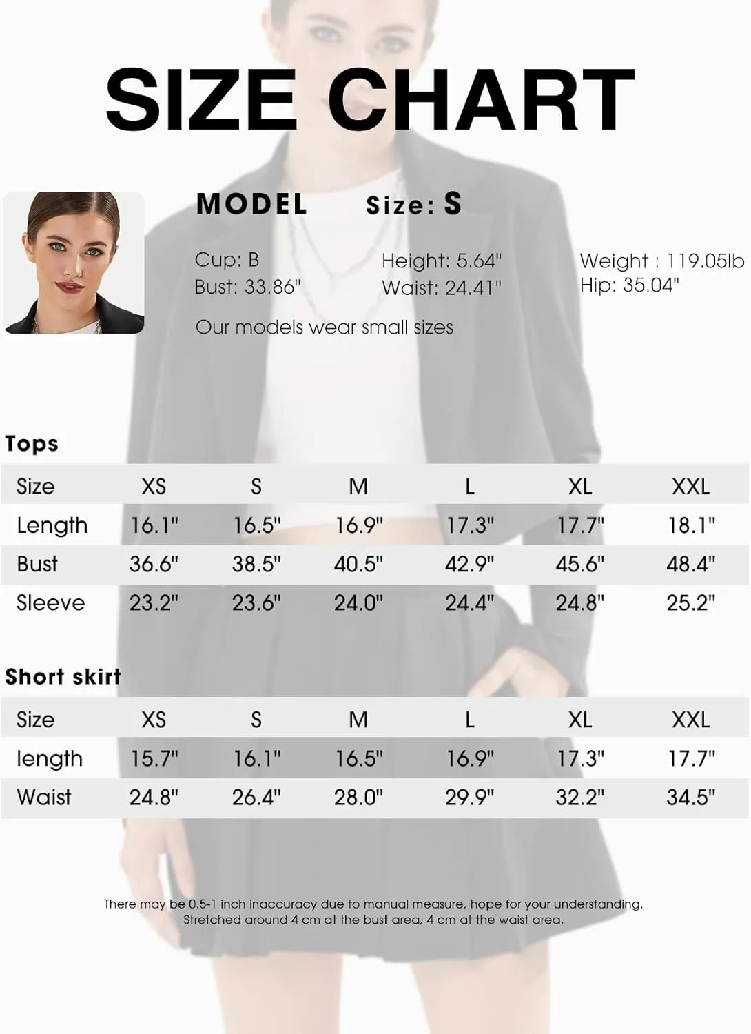 EXLURA Women's Business Casual Blazer Suit Sets and Pleated Mini Skirt 2 Piece Outfits Trendy Long Sleeve Y2K Clothes 2025