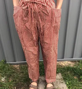 Fair Trade Ethical Striped Cotton Striped Pants in Red