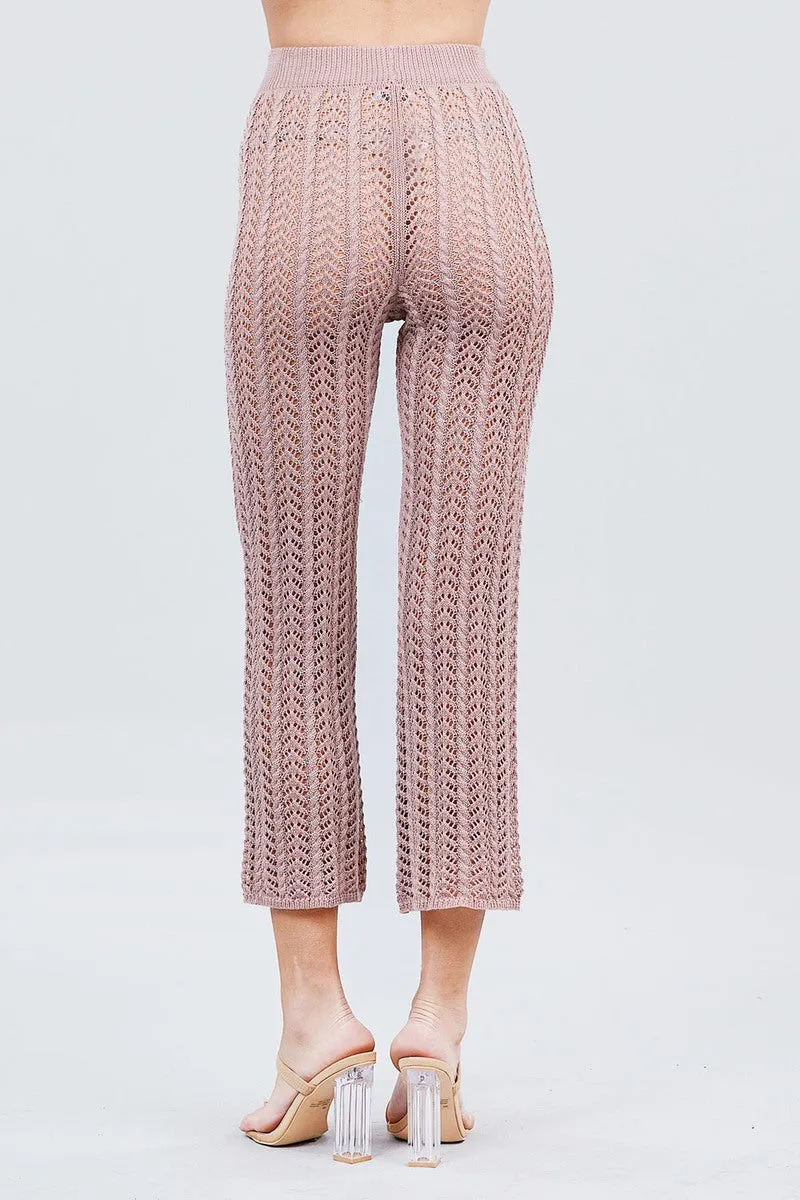 Flare Long Fishnet Sweater Pants - 2 colors