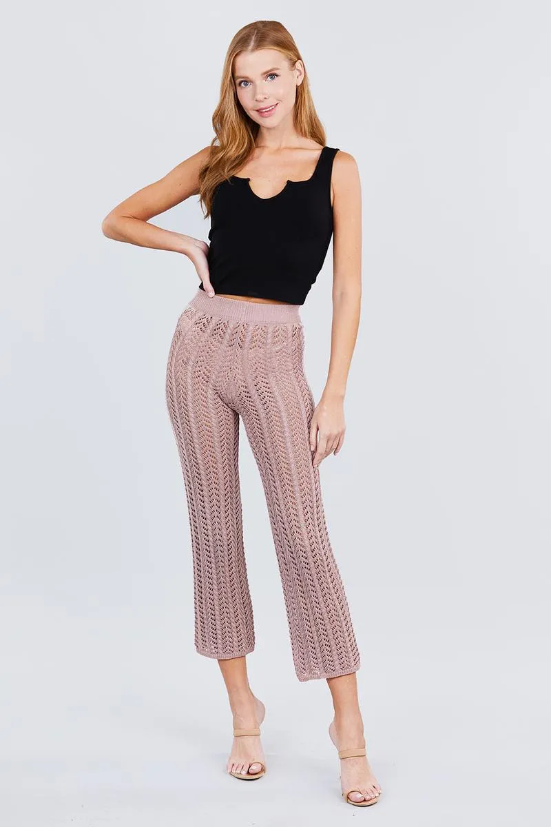 Flare Long Fishnet Sweater Pants - 2 colors
