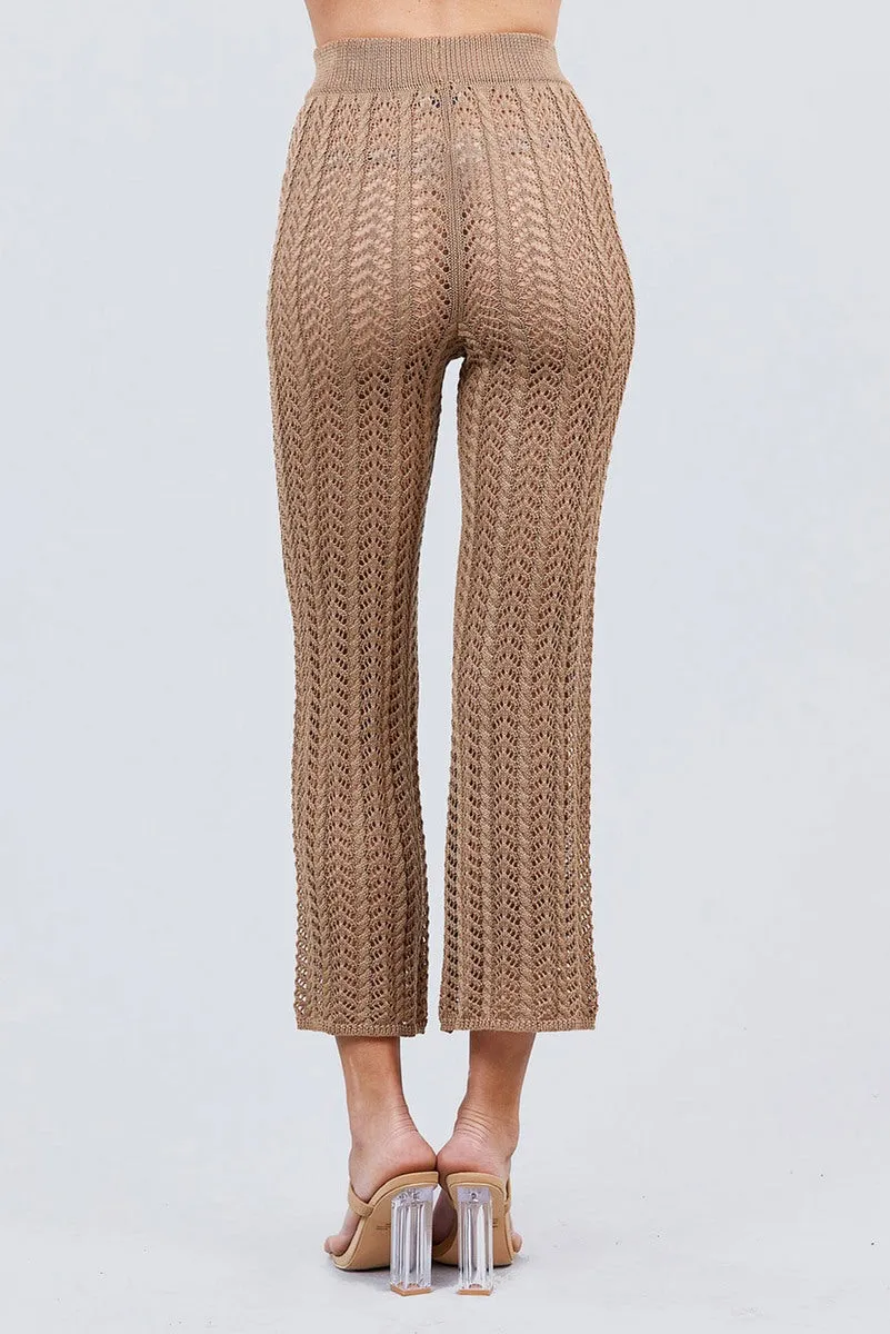 Flare Long Fishnet Sweater Pants - 2 colors