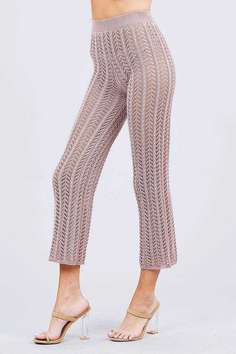 Flare Long Fishnet Sweater Pants - 2 colors