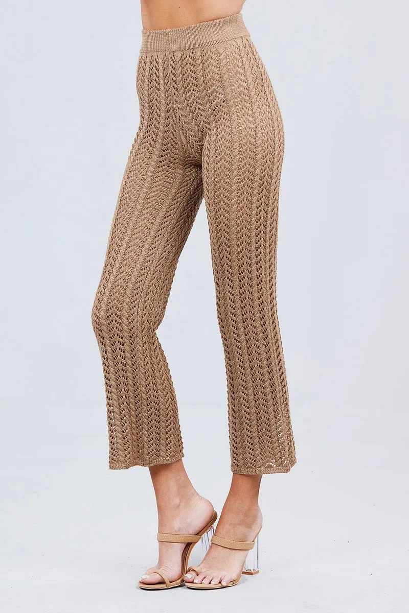 Flare Long Fishnet Sweater Pants - 2 colors