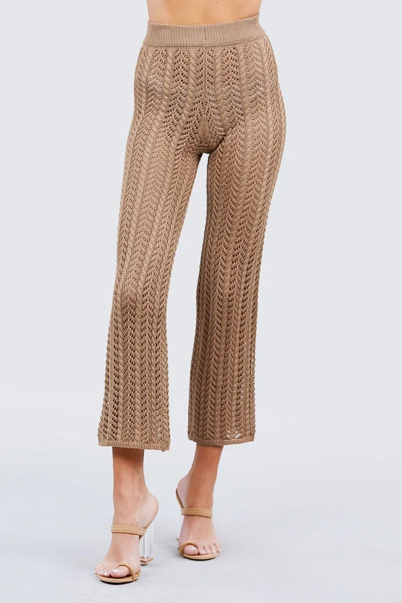 Flare Long Fishnet Sweater Pants - 2 colors
