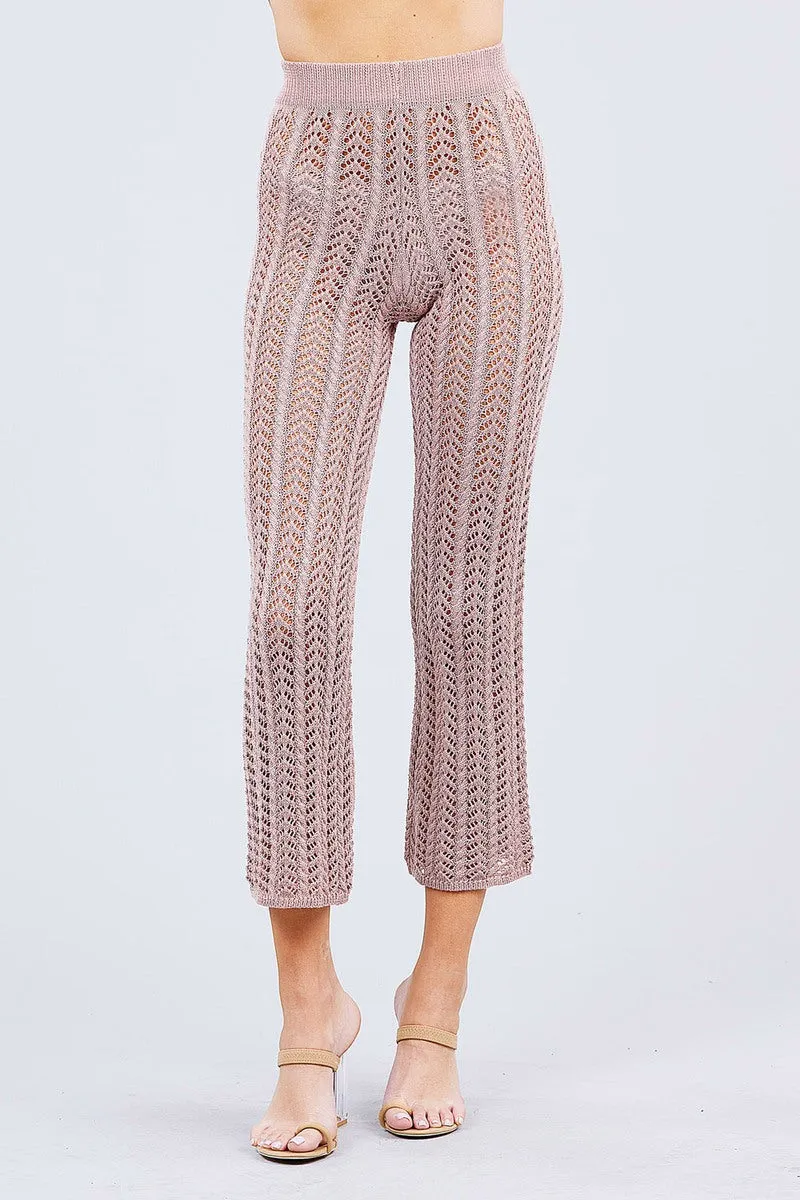 Flare Long Fishnet Sweater Pants - 2 colors