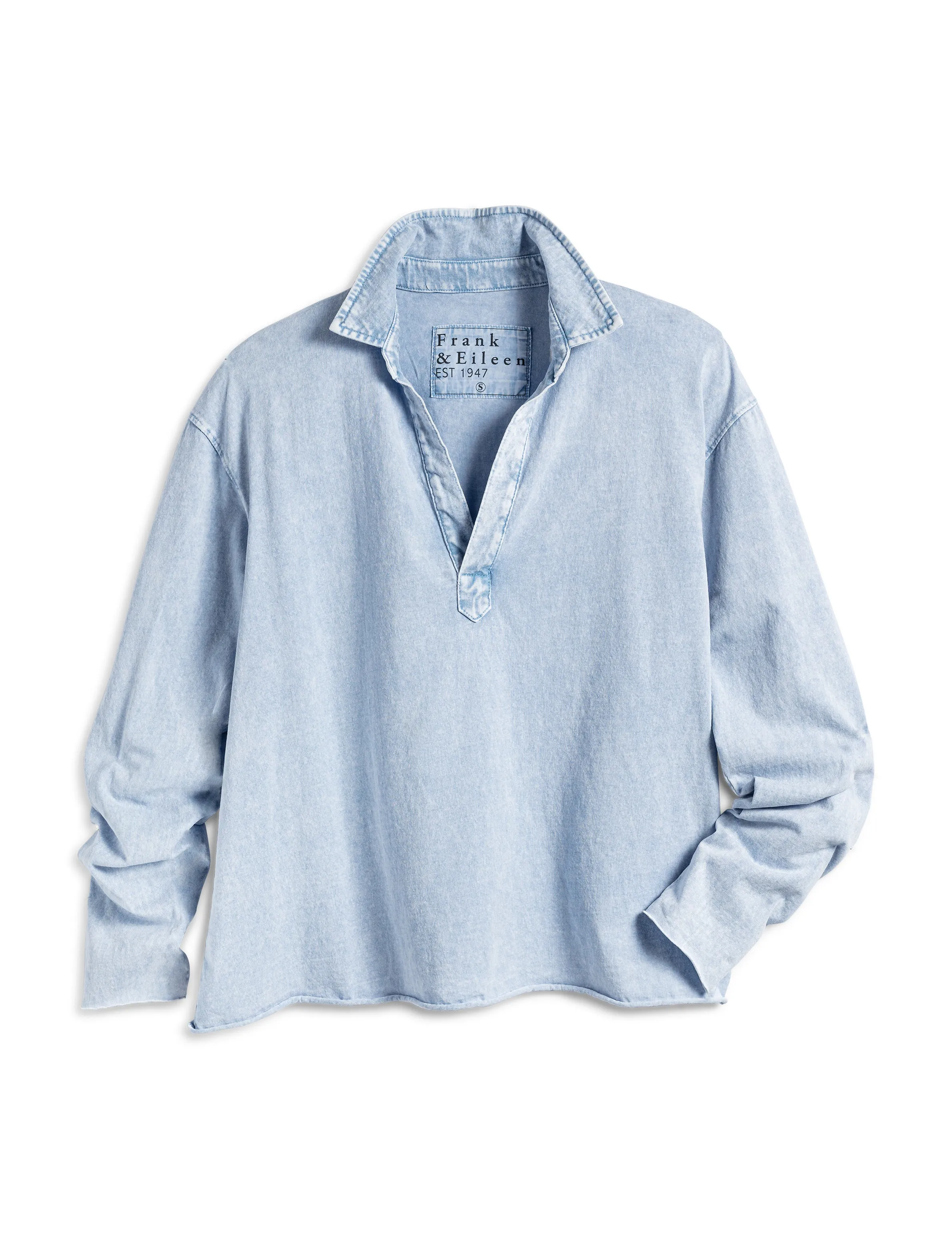 Frank & Eileen - Popover Henley in Mineral Blue