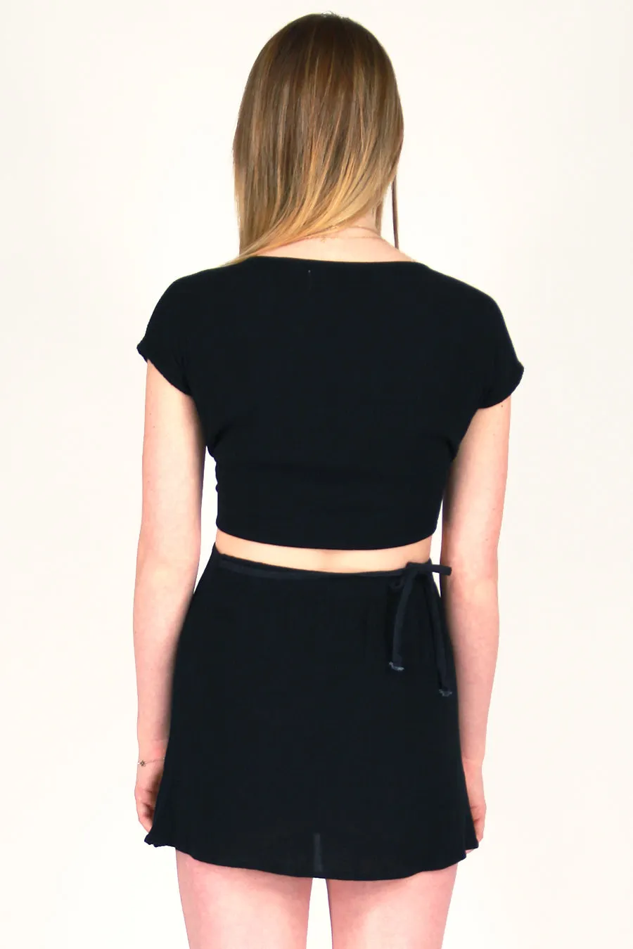 Front Tie Shirt - Scrunchy Black
