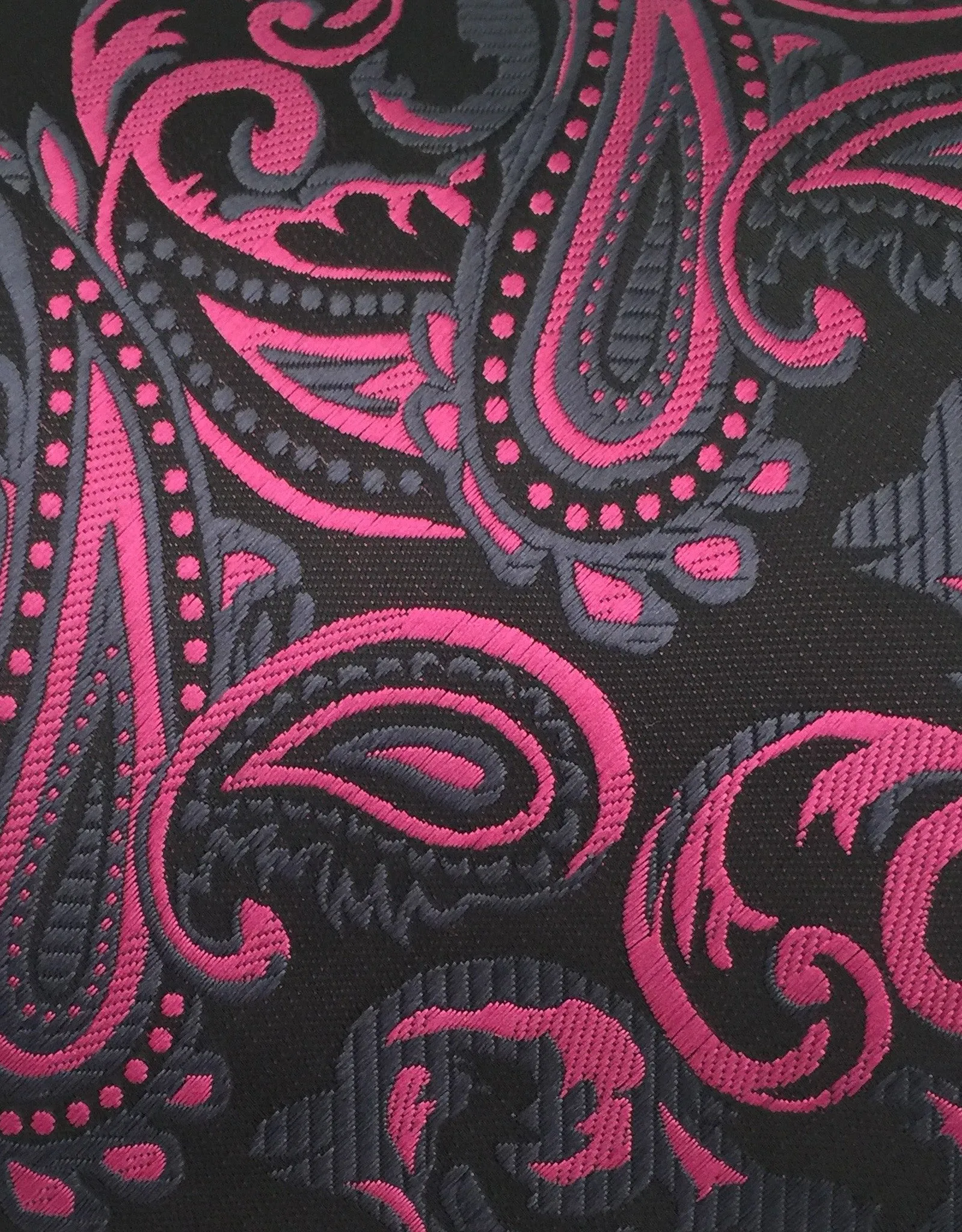 Fuchsia Pink Paisley Necktie & Pocket Square Set