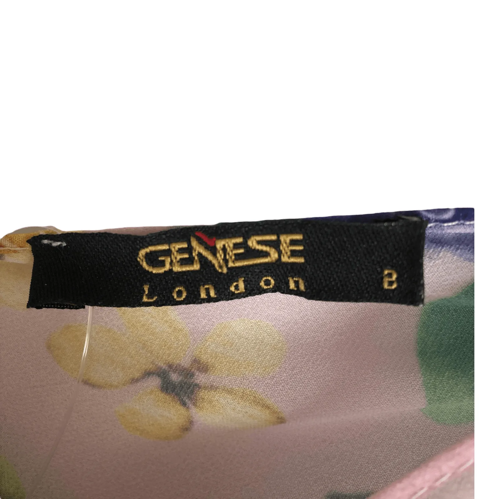 Genese of London  Sleeveless Kaftan Maxi Dress White Floral Print w/ Swarovski Beads w Belt UK S/M