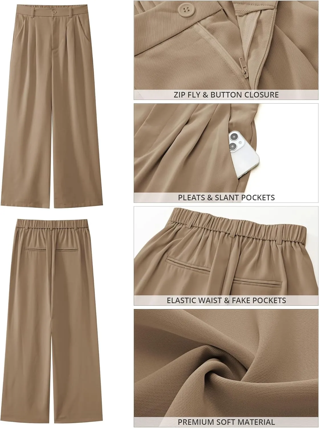 GRAPENT Wide Leg Pants for Women Work Business Casual High Waisted Dressy Pants Flowy Trousers Office