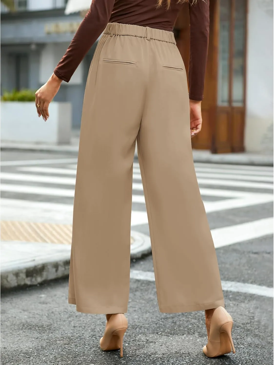 GRAPENT Wide Leg Pants for Women Work Business Casual High Waisted Dressy Pants Flowy Trousers Office