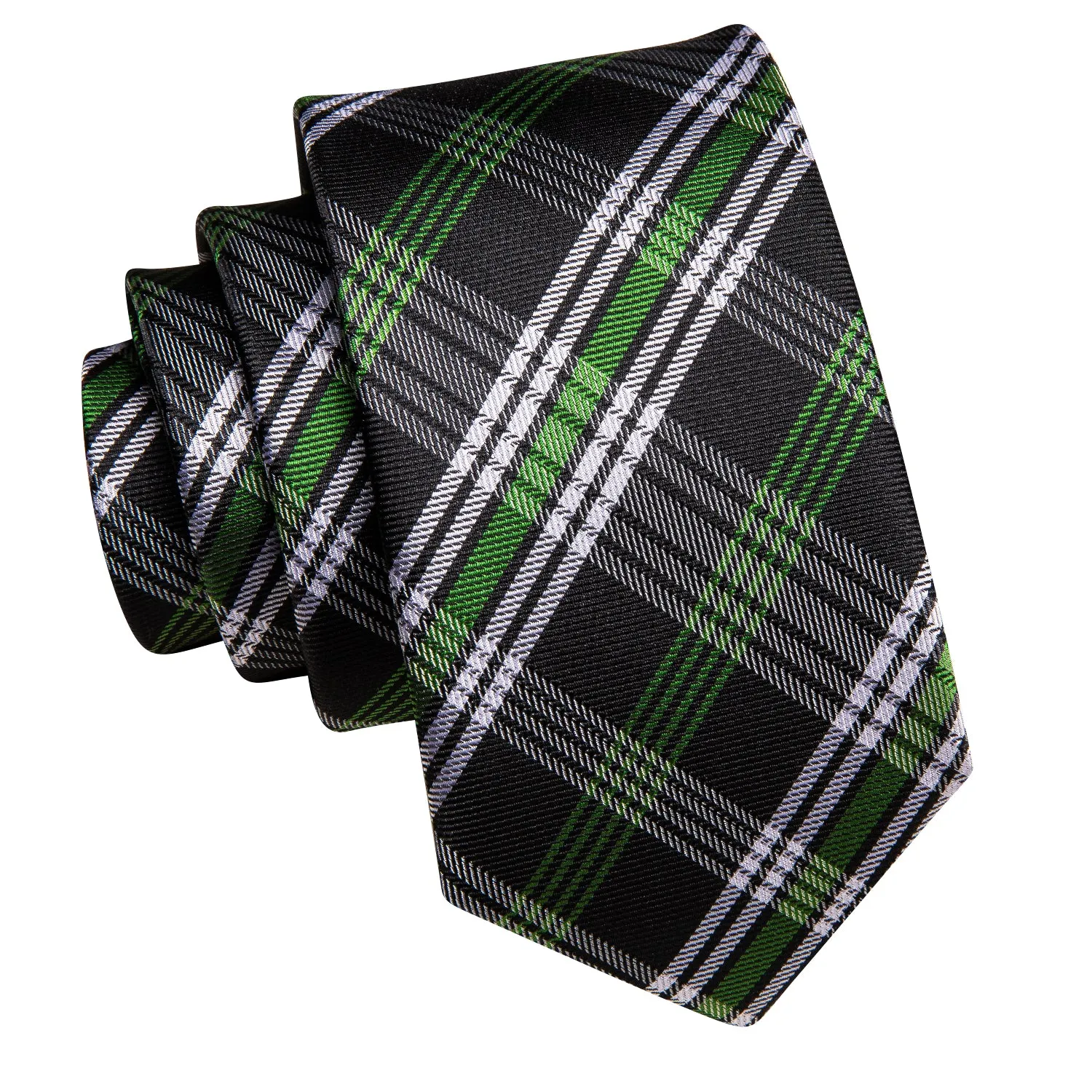 Green Grey Plaid Children's Kids Boys Tie Pocket Square 6cm
