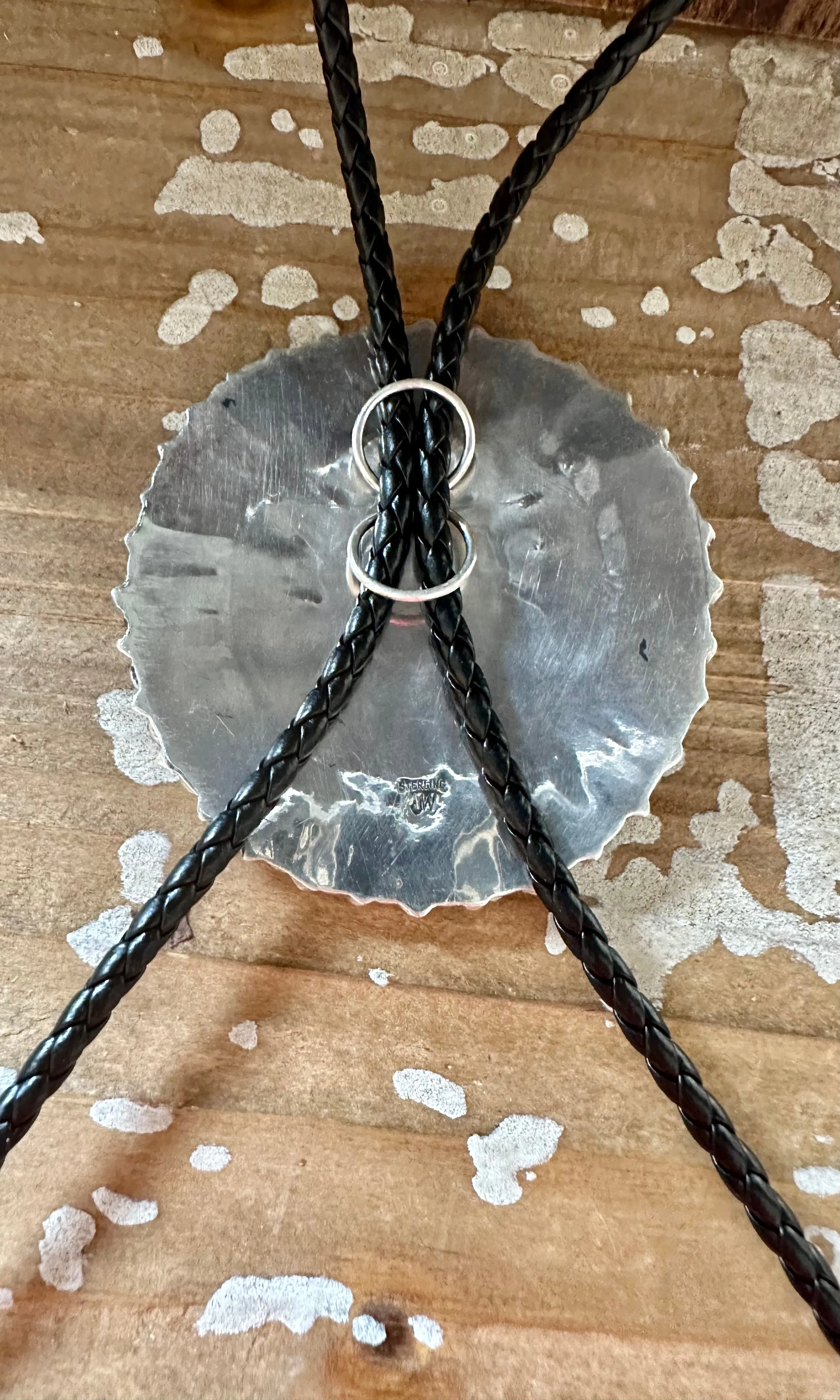 HERE COMES The Sun Green Turquoise Silver Bolo Tie