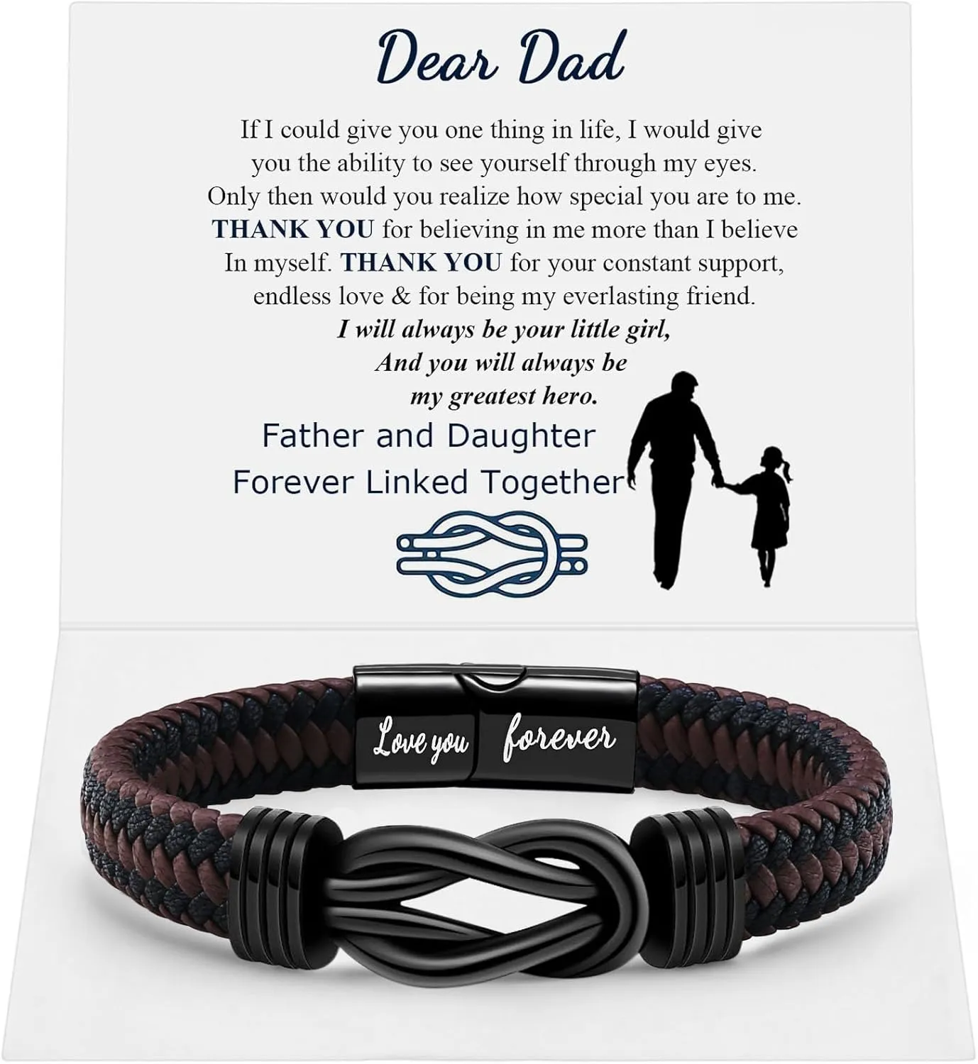 Infinity Knot Leather Bracelet Forever Linked Together Bracelet Birthday Christmas Anniversary Bracelet Idea Mens Braided Cuff 7.8/8.5/9 Inches Bracelet for Man Son Husband Boyfriend Brother Grandson